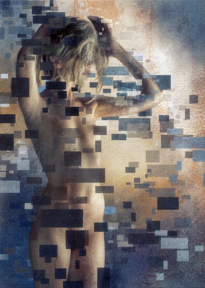Pixelated Female Form by Charlaine Gerber — canvas wall art