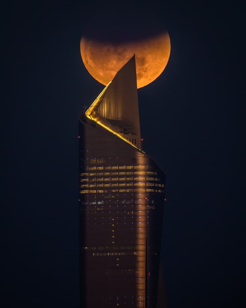 Blood Moon Skyscraper by Faisal ALnomas — canvas wall art