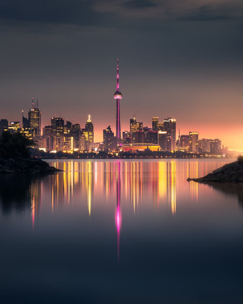 City Skyline Twilight by David — canvas wall art