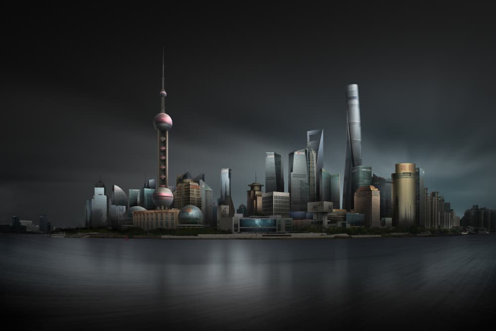 Dramatic Shanghai Skyline by Shuchuan Liu — canvas wall art