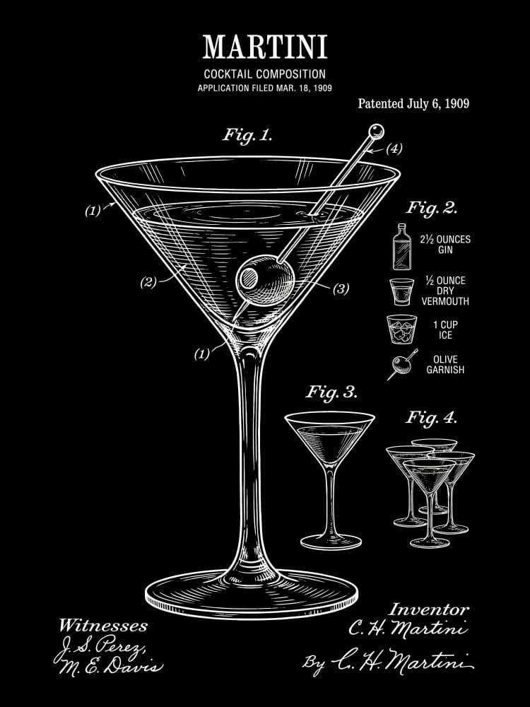 Classic Martini Patent Drawing by Andreas Magnusson — canvas wall art
