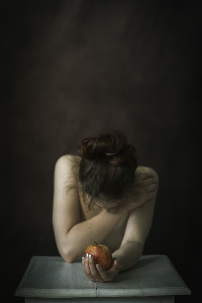 Contemplating the Apple by Ruth Franke — canvas wall art