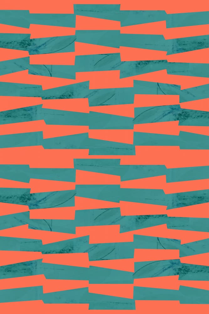 Stacked Coral Teal Shapes by cartissi — canvas wall art