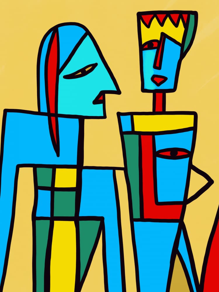 Abstract Figures Dialogue by Little Dean — canvas wall art