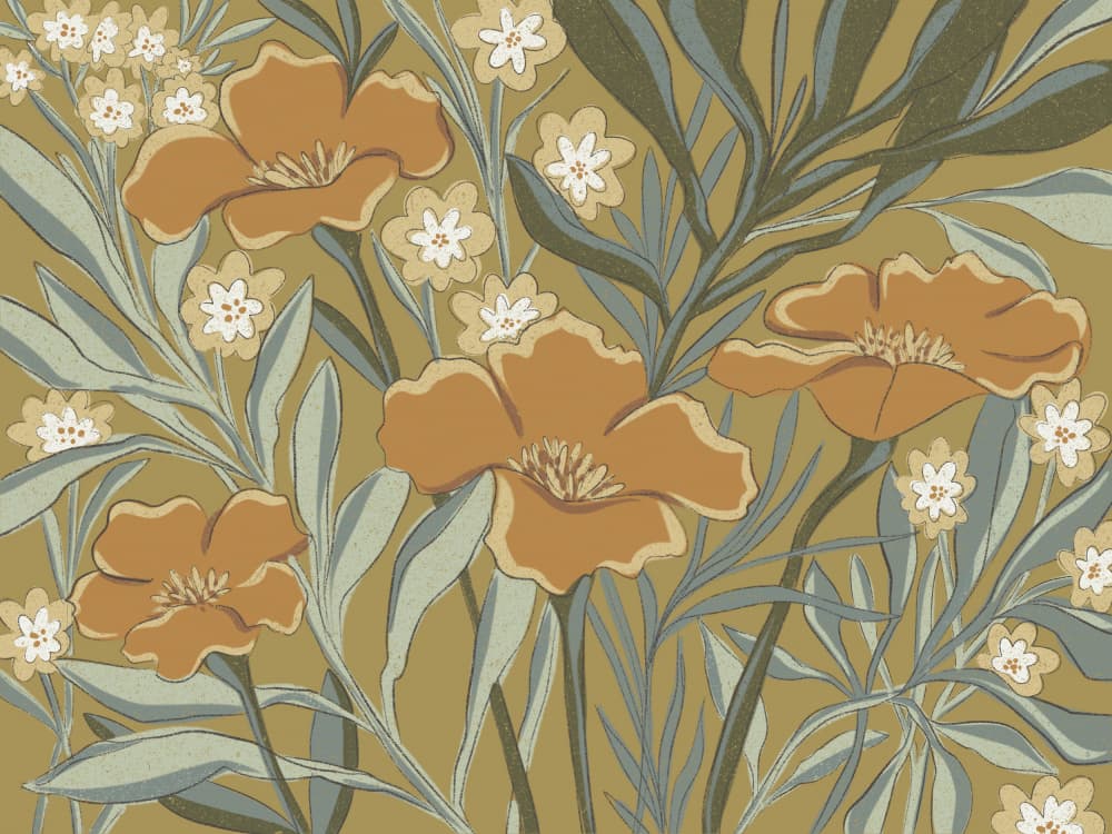 Stylized Orange Blooms by Nikita Jariwala — canvas wall art