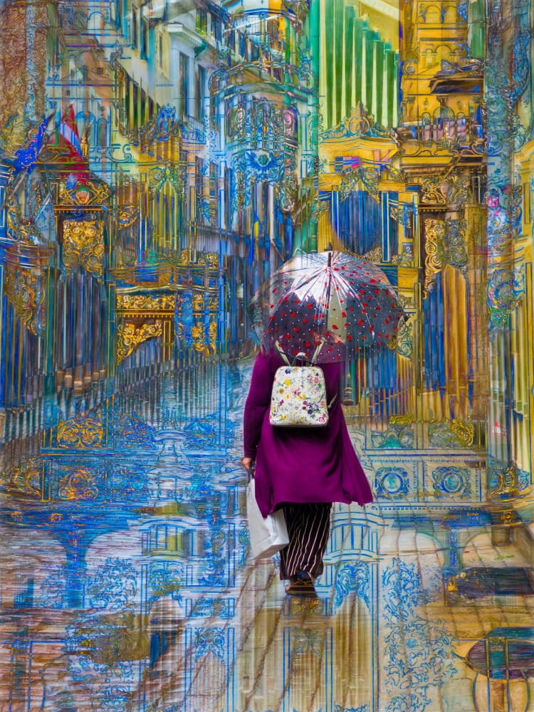 Riga in the Rain by Ed Esposito — canvas wall art