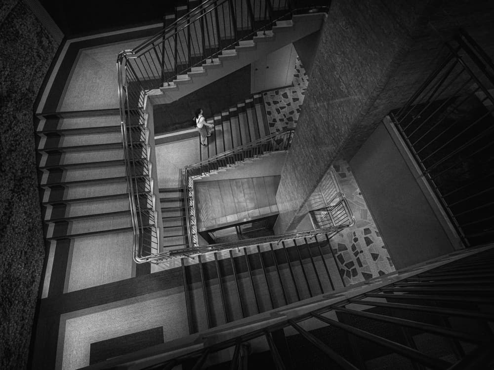 Stairwell Geometric Perspective by Eiji Yamamoto — canvas wall art