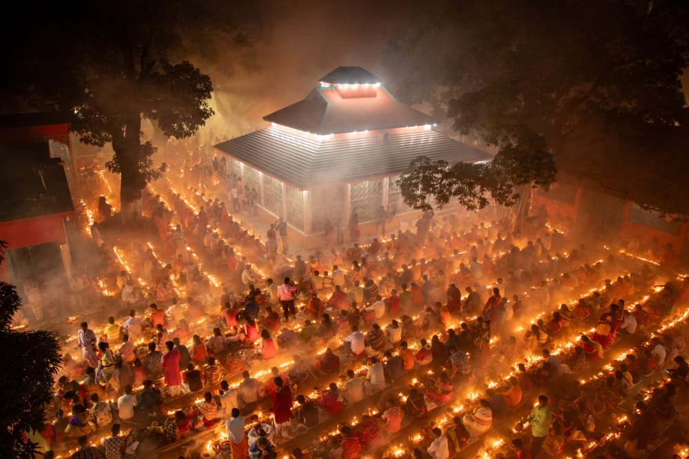 Glowing Temple Ceremony by Azim Khan Ronnie — canvas wall art