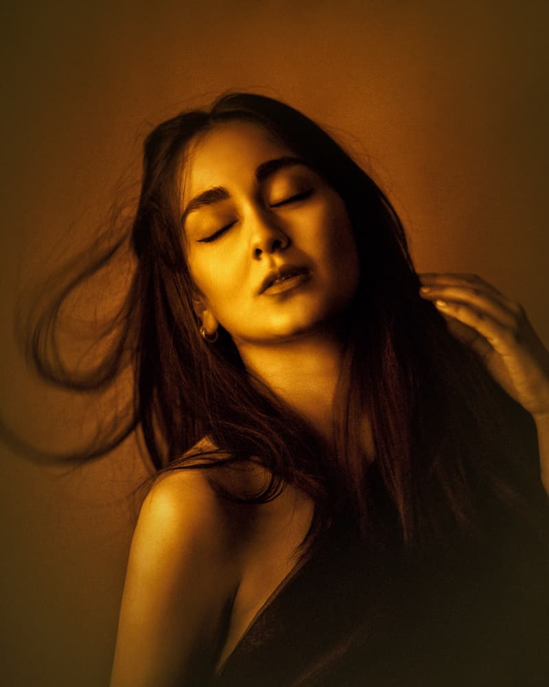 Serene Golden Portrait by Mehdi Mokhtari — canvas wall art