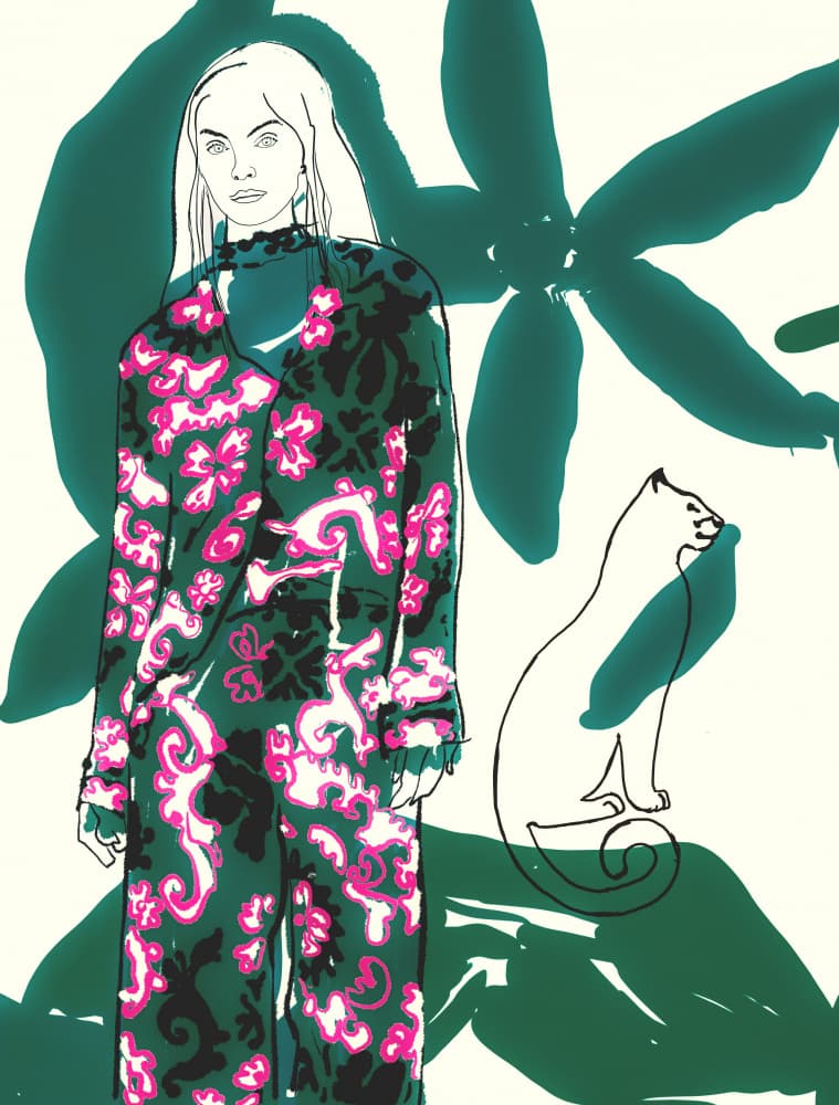 Fashion Woman Jungle Cat by Beate Tubach — canvas wall art
