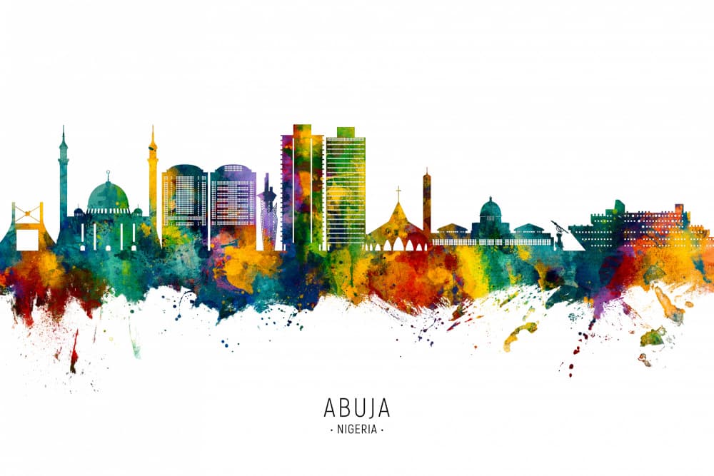 Abuja Colorful Skyline by Michael Tompsett — canvas wall art