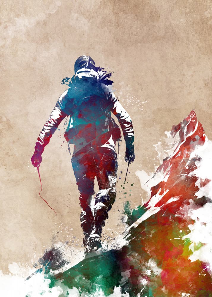 Colorful Mountain Hiker by Justyna Jaszke — canvas wall art