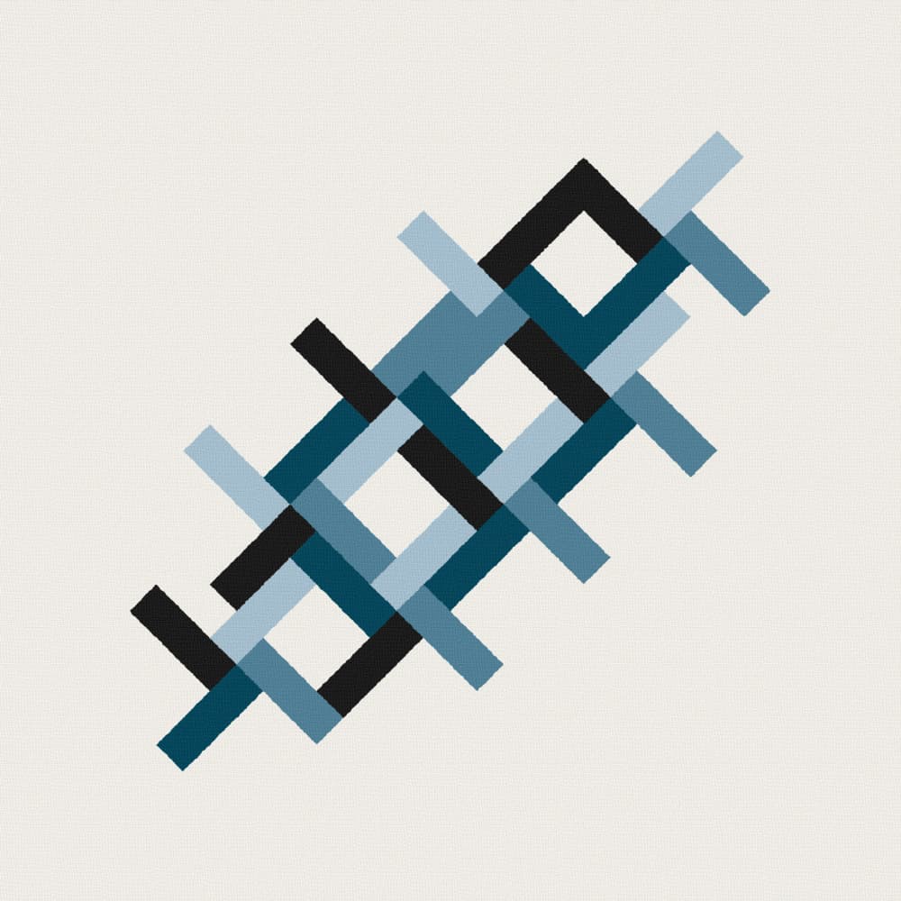Interlocking Blue Shapes by Rafa Mateo — canvas wall art