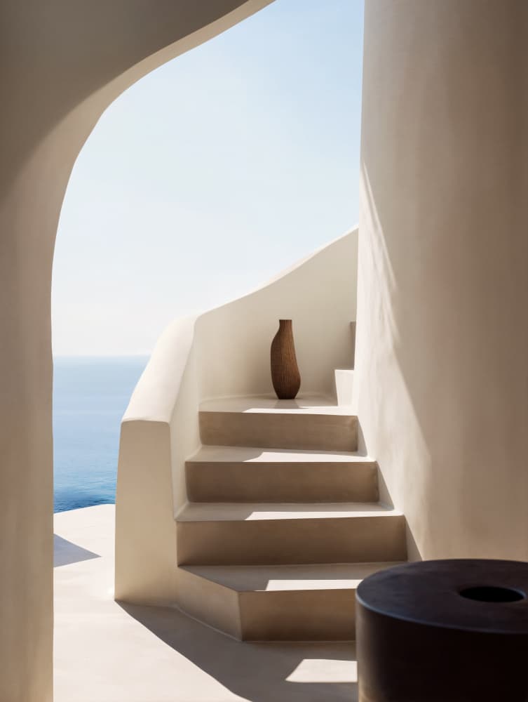 White Steps Ocean View by Minorstep — canvas wall art