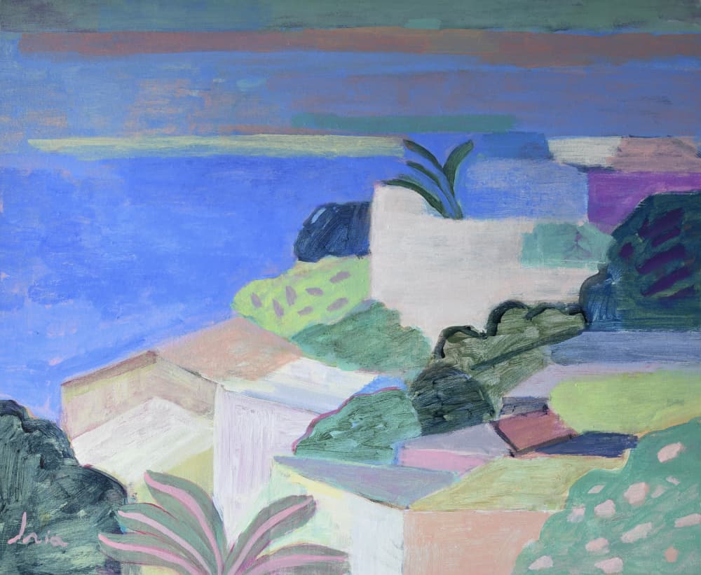 Vibrant Mediterranean Coast by Iria Fernandez — canvas wall art