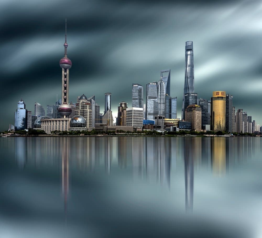 Shanghai Skyline Reflection by royhoo — canvas wall art