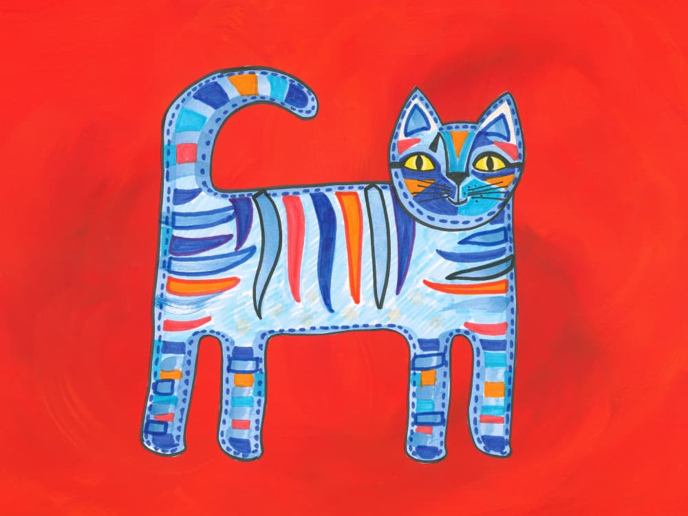Whimsical Blue Cat by Isabelle Brent — canvas wall art