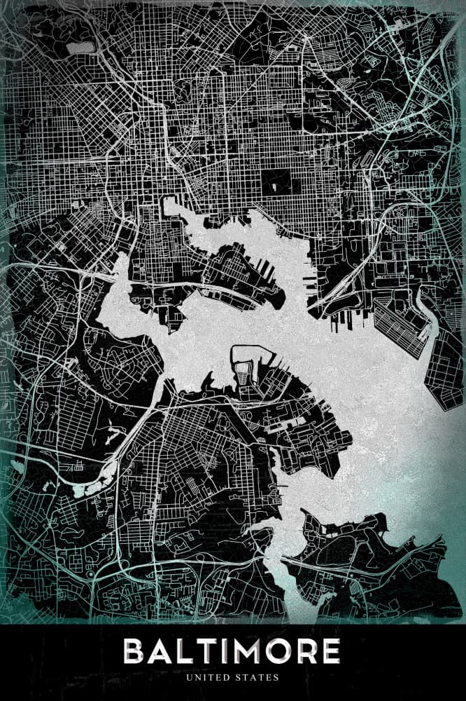 Baltimore City Map by StudioSix — canvas wall art