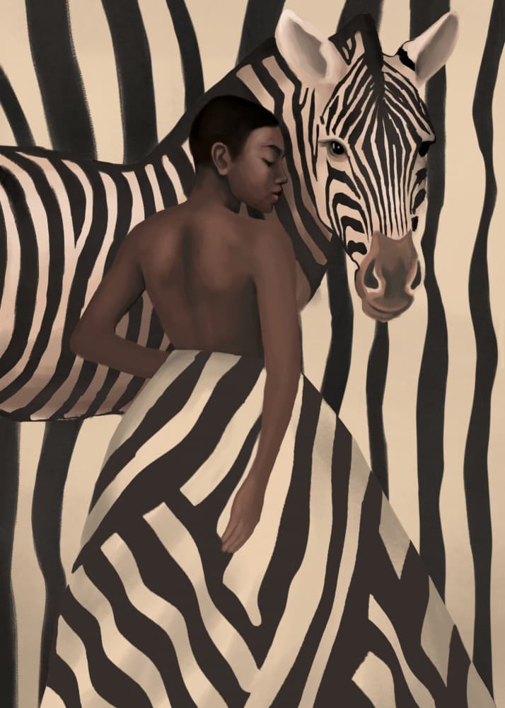 Elegant Zebra Woman by Nadjaa — canvas wall art