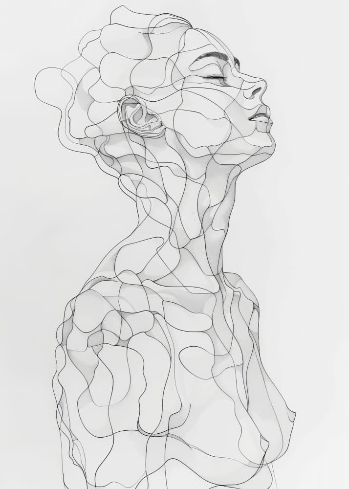 Flowing Woman Profile by Justyna Jaszke — canvas wall art