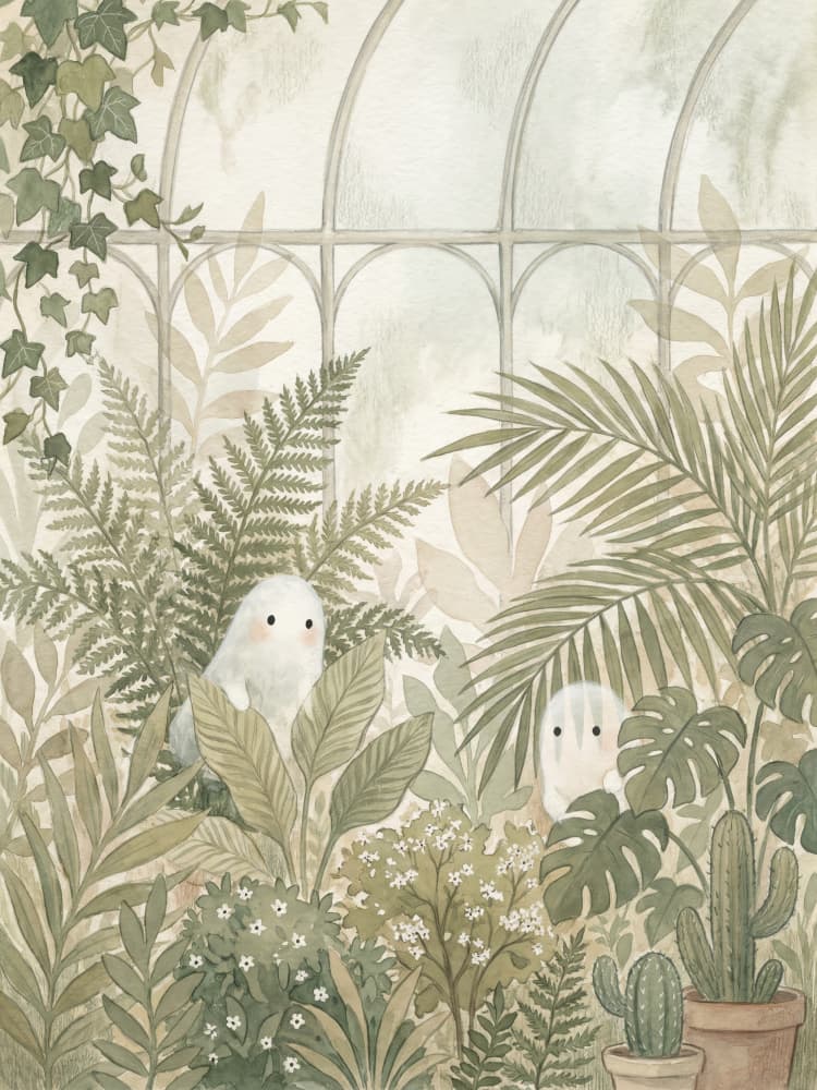 Whimsical Greenhouse Friends by Andreas Magnusson — canvas wall art