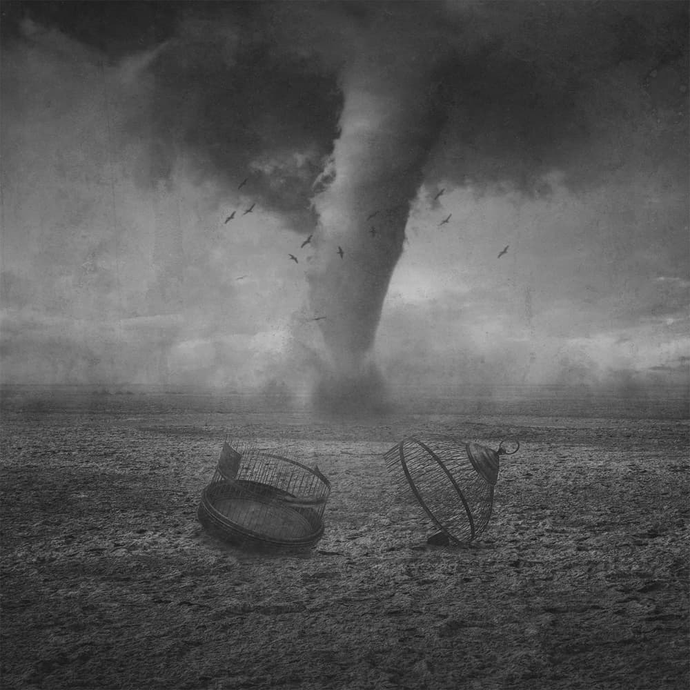 Tornado Sky Empty Cages by Mohammad Rasool Fahmani — canvas wall art