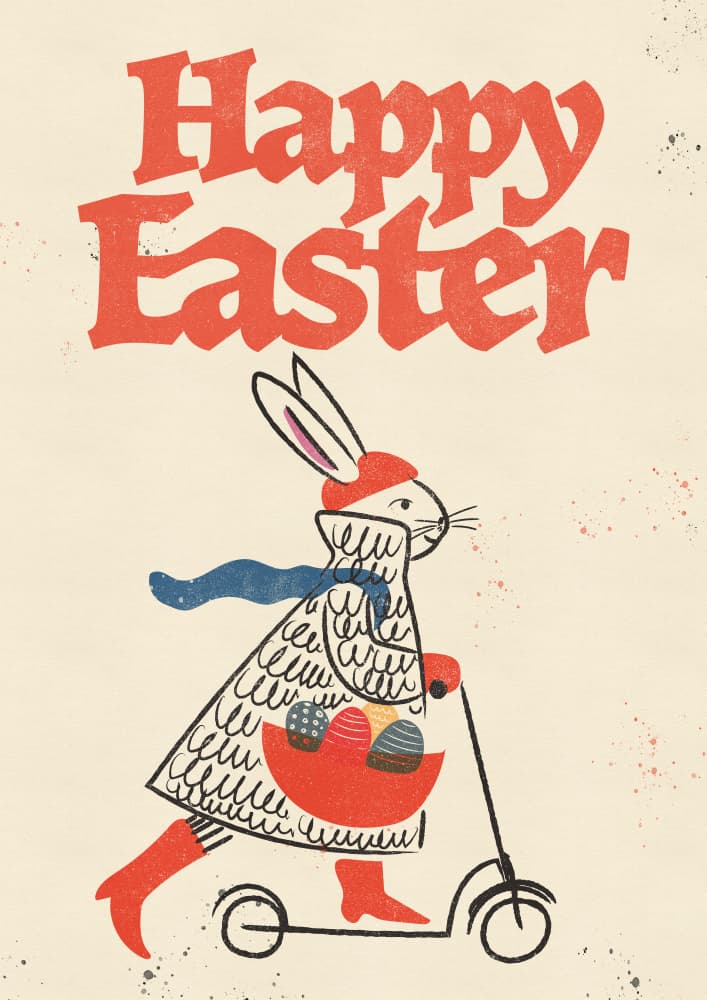 Happy Easter Scooter Bunny by Nicholas — canvas wall art