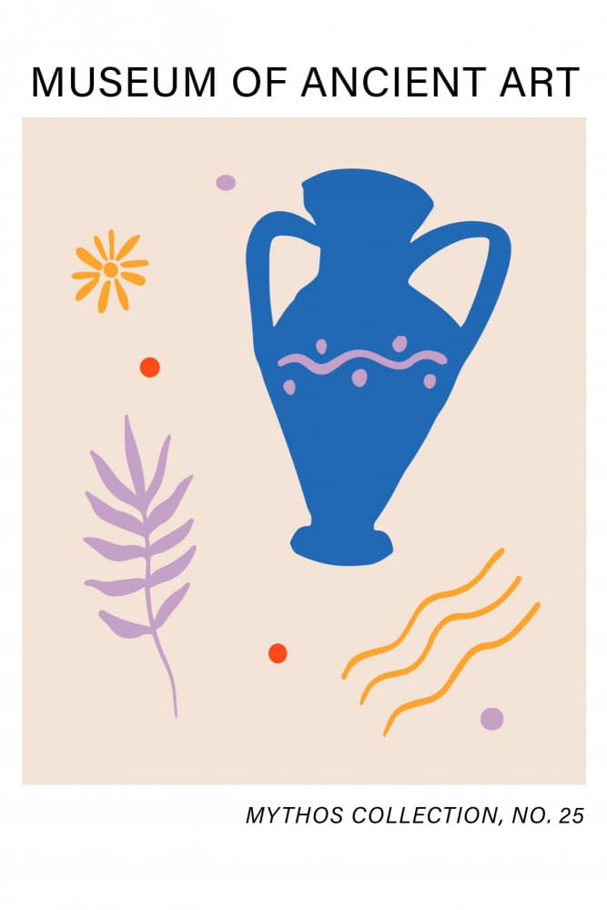 Ancient Blue Amphora Motif by Talitha McQueen — canvas wall art