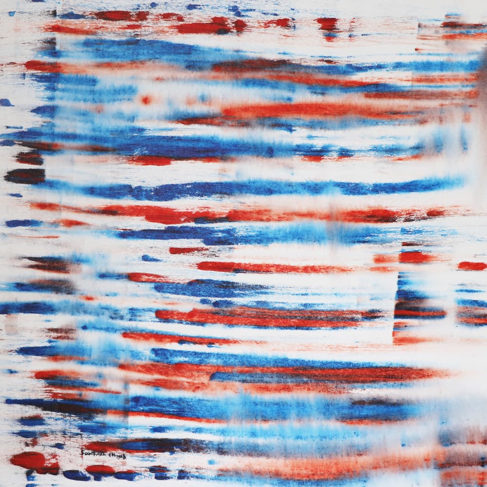 Flowing Red Blue Brushstrokes by Santhosh ch — canvas wall art