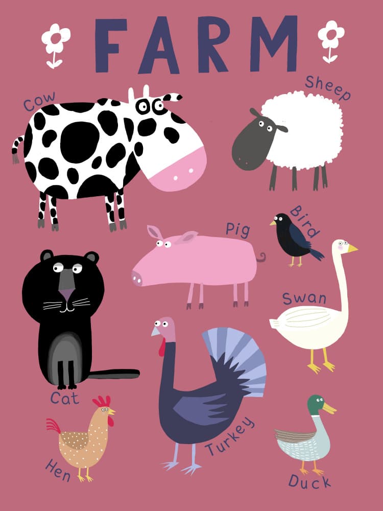 Cute Farm Animals by Carla Daly — canvas wall art
