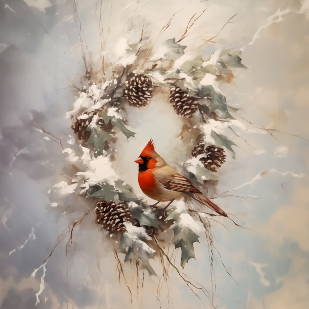 Winter's Crimson Charm by Emel Tunaboylu — canvas wall art