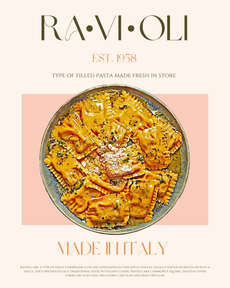 Delicious Italian Ravioli by Nazma Khokhar — canvas wall art