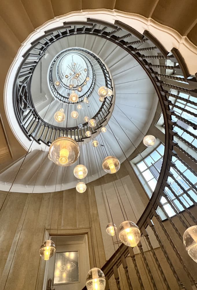 Grand Spiral Staircase Lights by KIMIO KOBAYASHI — canvas wall art