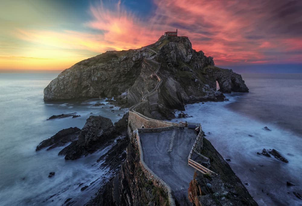 Gaztelugatxe Sunset Path by Alejandro Garcia — canvas wall art