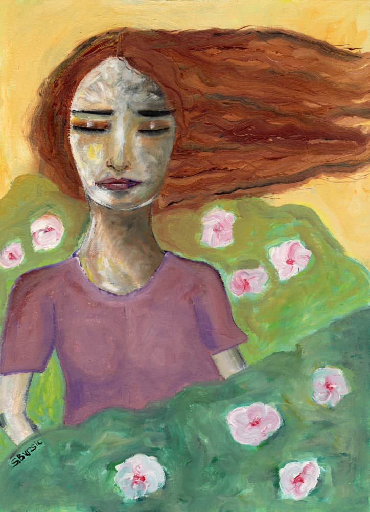 Serene Woman Red Hair by Sharyn Bursic — canvas wall art