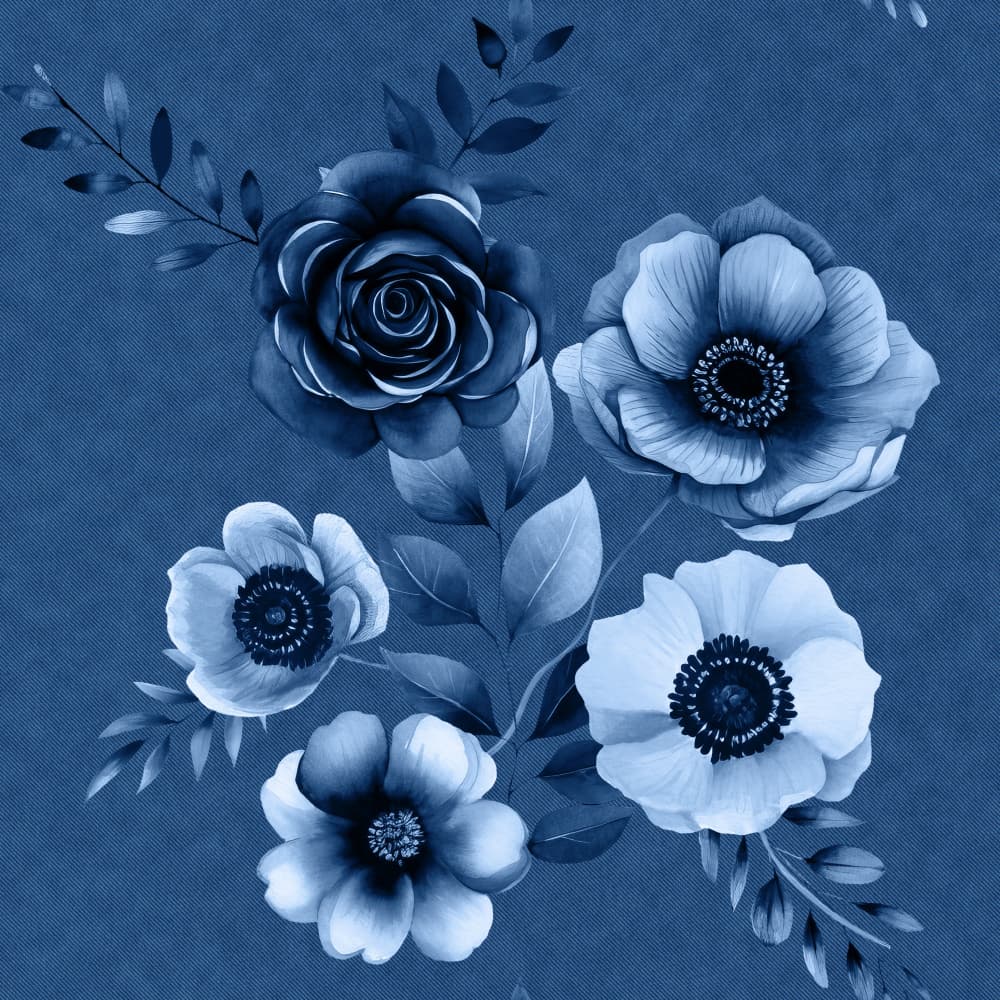 Elegant Blue Blooms by Bilge Paksoylu — canvas wall art