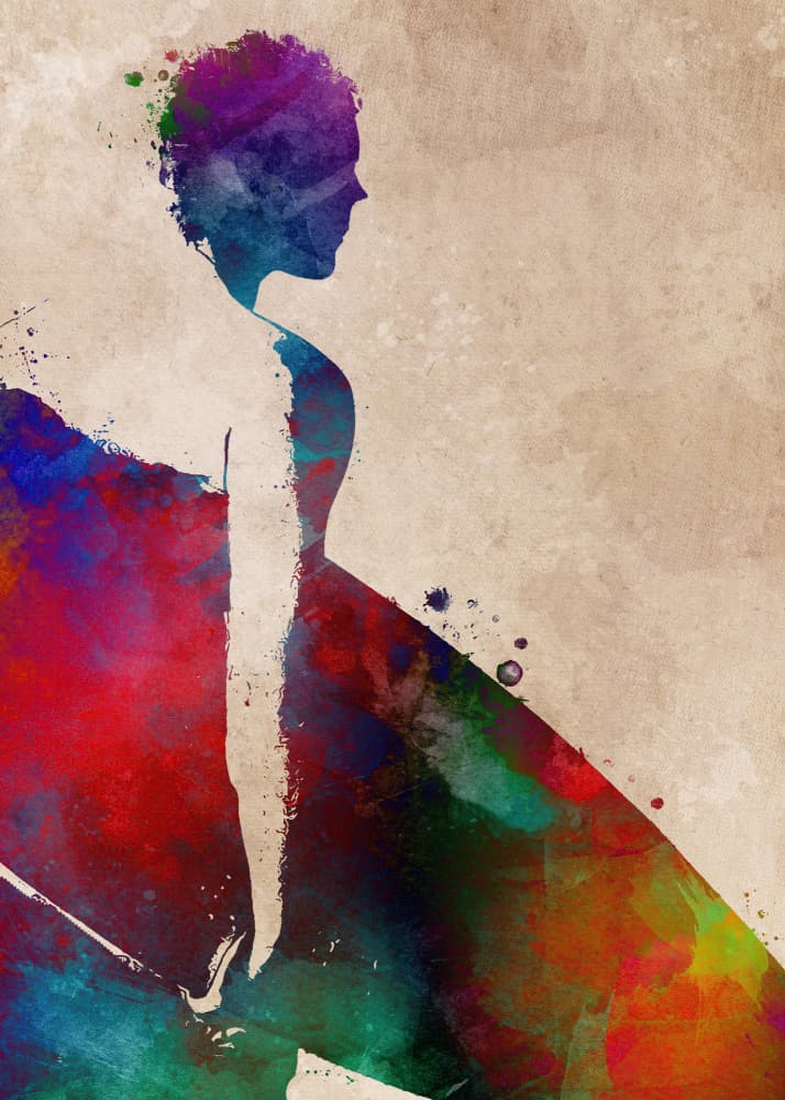 Vibrant Dancer Silhouette by Justyna Jaszke — canvas wall art