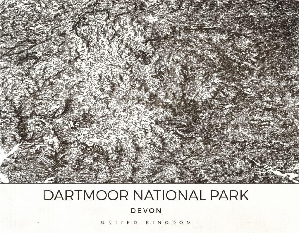 Dartmoor National Park Map by Nicholas — canvas wall art
