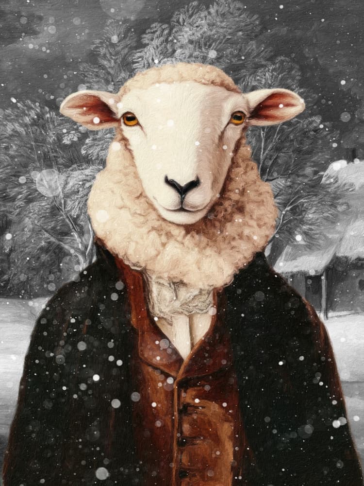 Winter Gentleman Sheep by Marja van den Hurk — canvas wall art