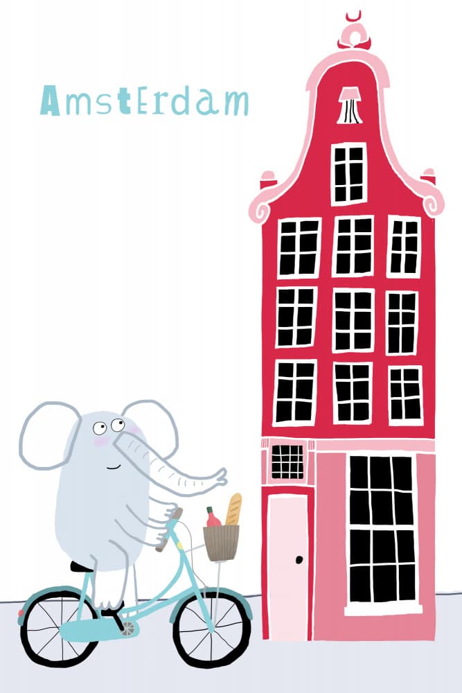 Elephant Amsterdam Bicycle by Carla Daly — canvas wall art