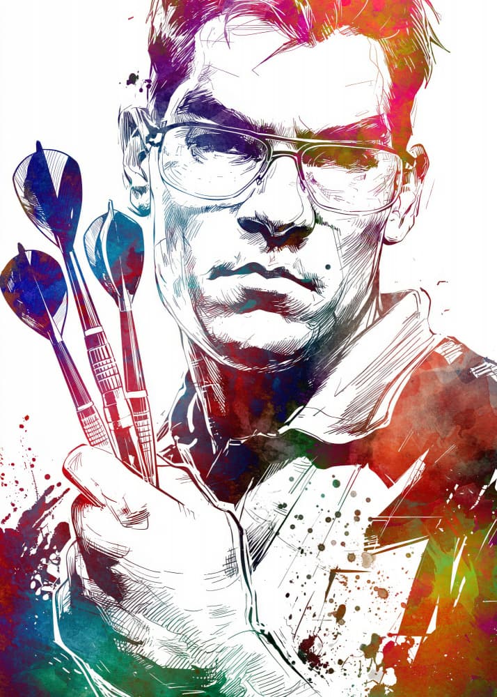 Vibrant Darts Player by Justyna Jaszke — canvas wall art