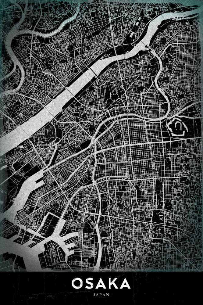 Osaka City Map by StudioSix — canvas wall art