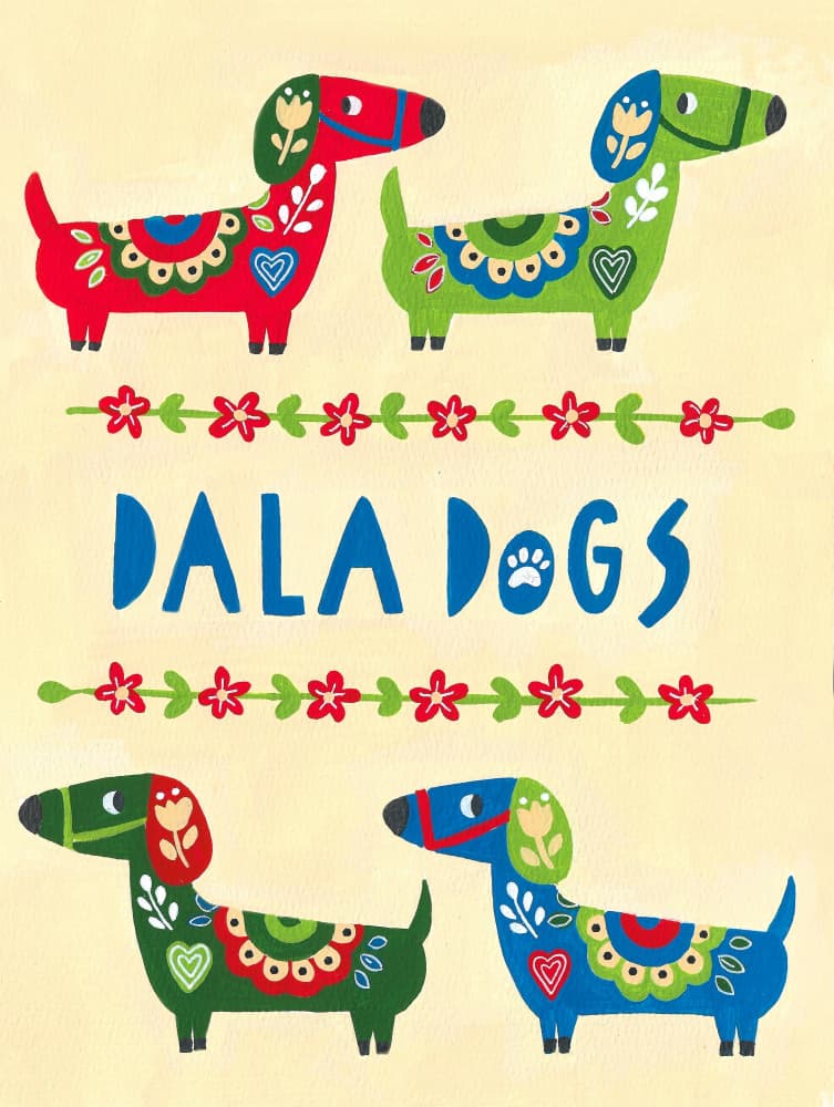 Dala Folk Art Dogs by Sara Coulter — canvas wall art
