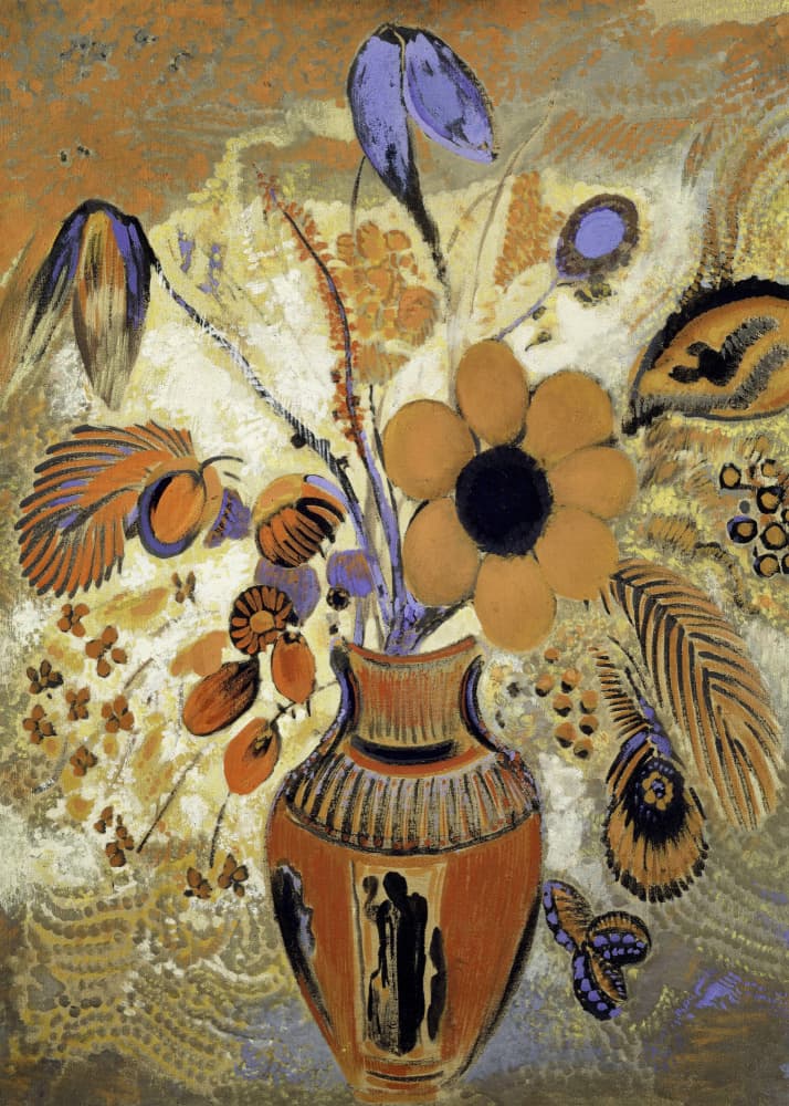 Etruscan Vase With Flowers by Odilon Redon — canvas wall art