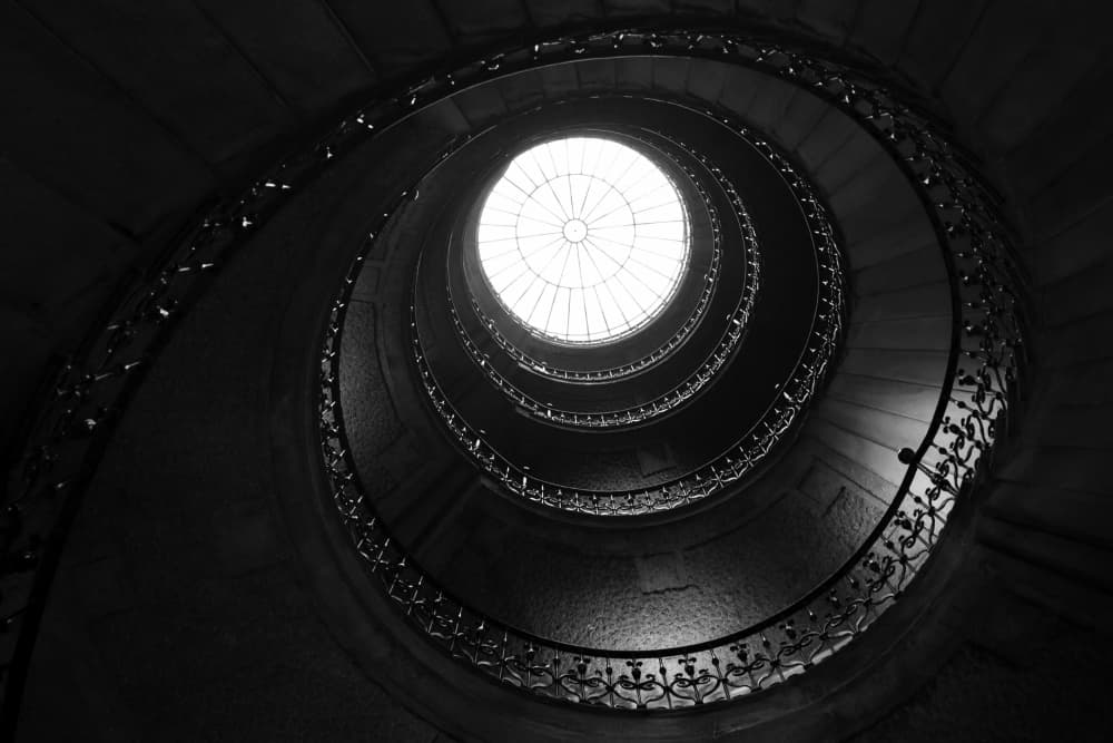 Winding Staircase View by Roswitha Schleicher-Schwarz — canvas wall art