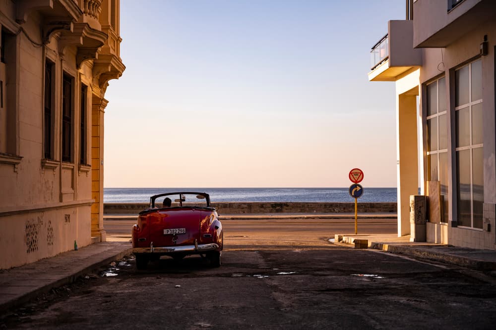 Cuban Car Ocean Sunset by John Deakin — canvas wall art