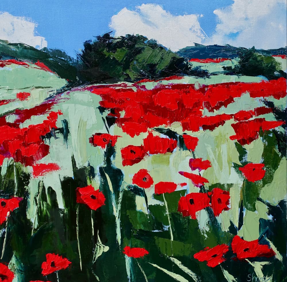 Vibrant Poppy Field by Maxine Shore — canvas wall art