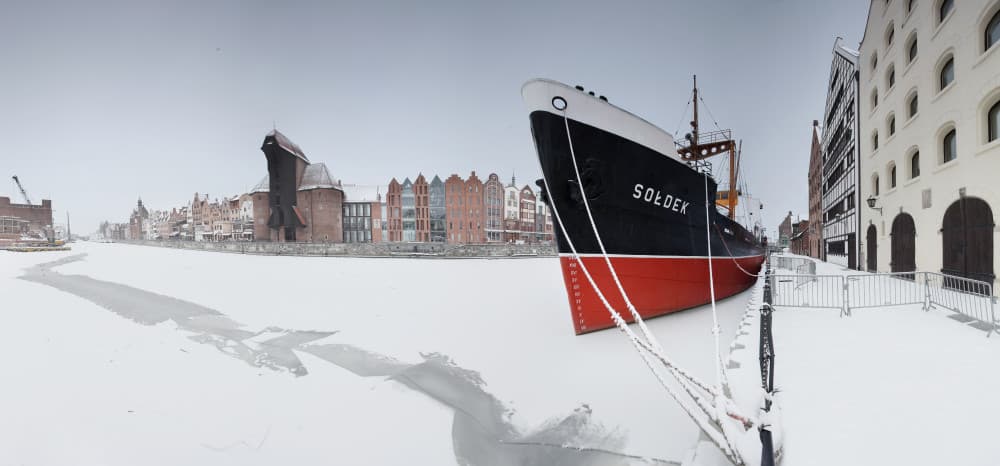 Frozen Ship Gdansk Winter by Karol Nienartowicz — canvas wall art