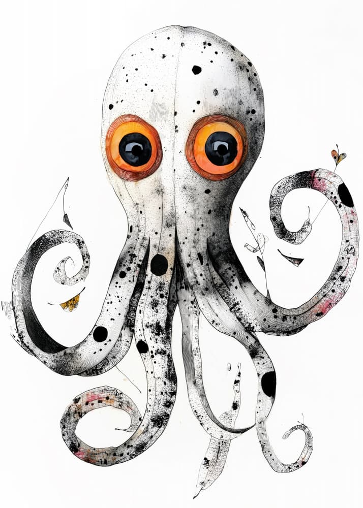 Curious Whimsical Octopus by Justyna Jaszke — canvas wall art