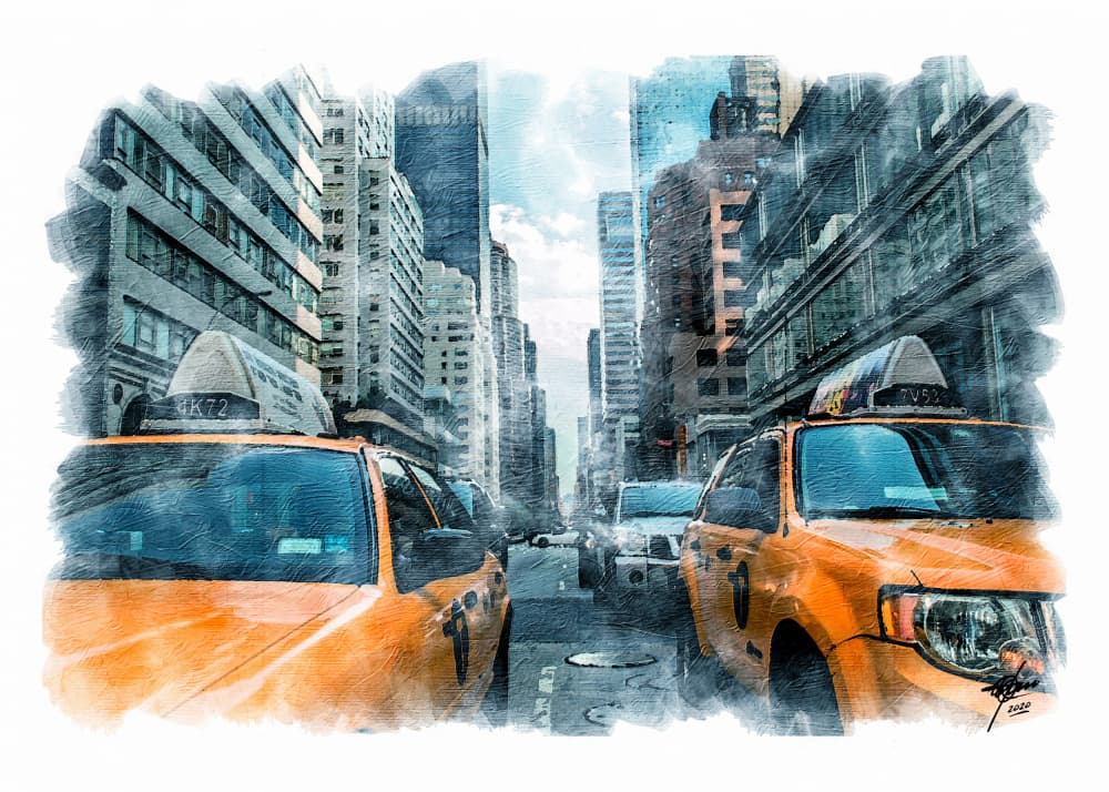 New York City Taxis by Osvaldo Russo — canvas wall art